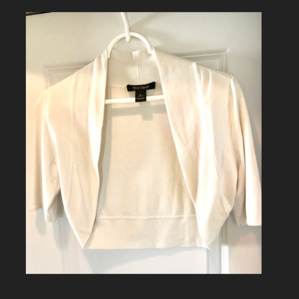 White House Black Market White Shrug Sweater